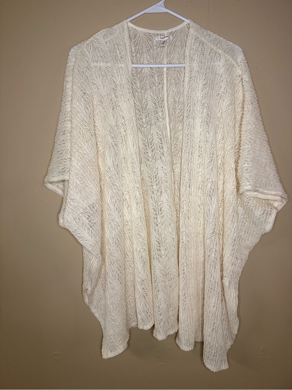 Maurices Ivory Open Knit Kimono Cardigan One Size
